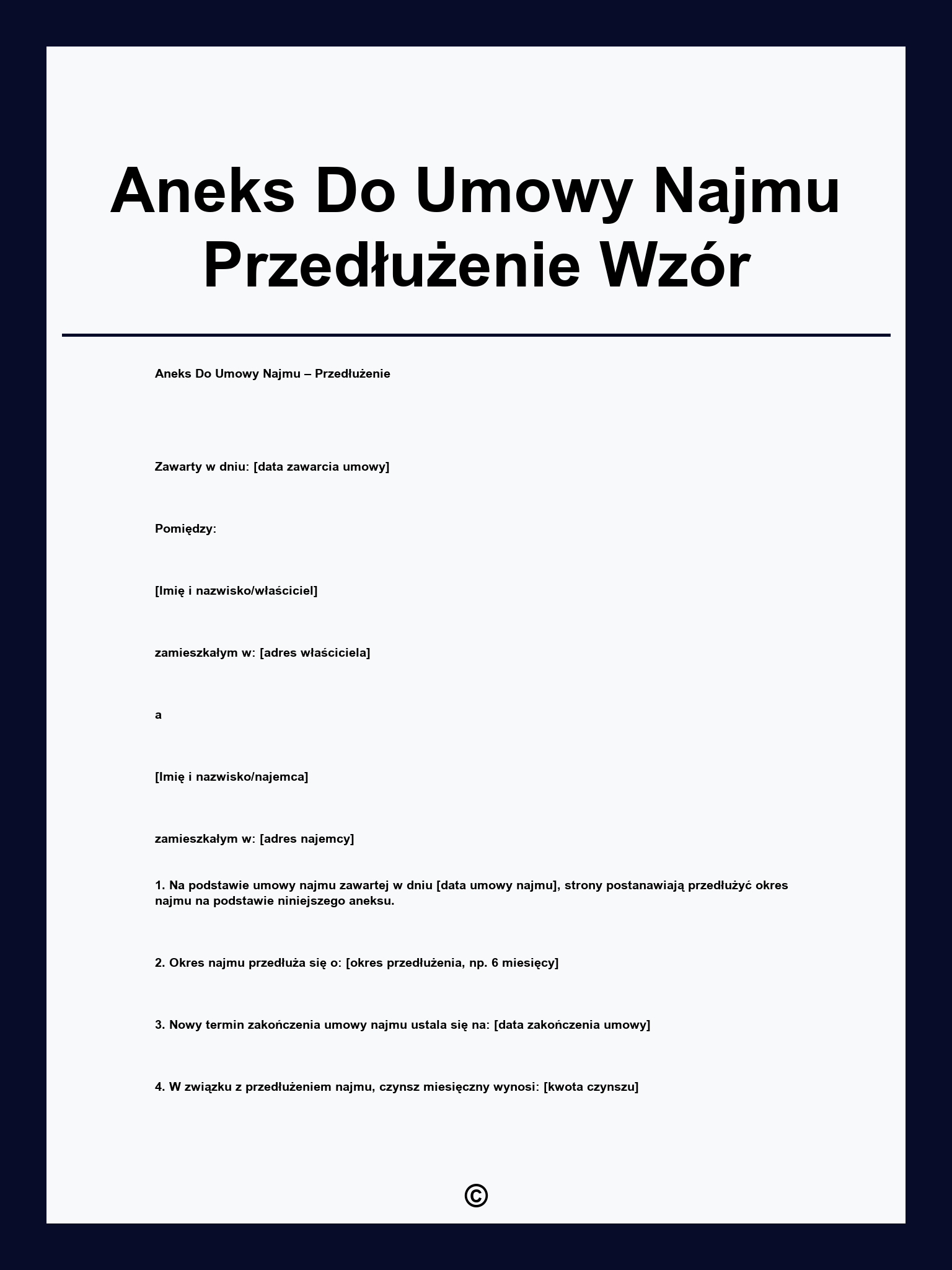 Aneks Do Umowy Najmu Przedłużenie Wzór