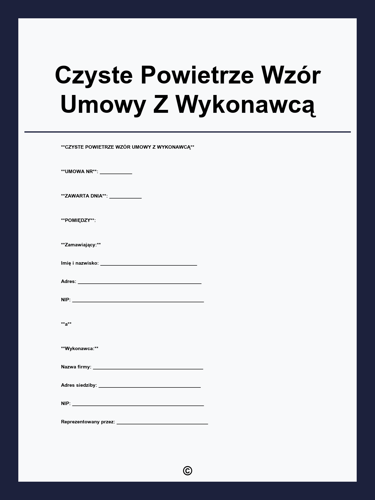 Czyste Powietrze Wzór Umowy Z Wykonawcą