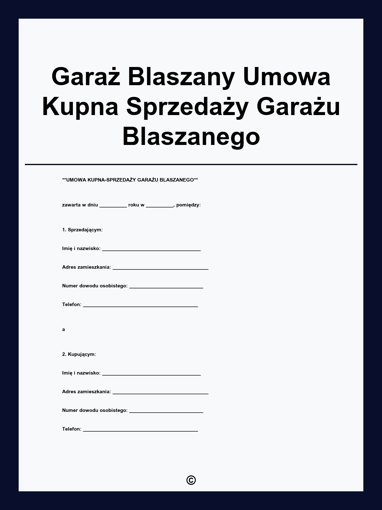 Garaż Blaszany Umowa Kupna Sprzedaży Garażu Blaszanego