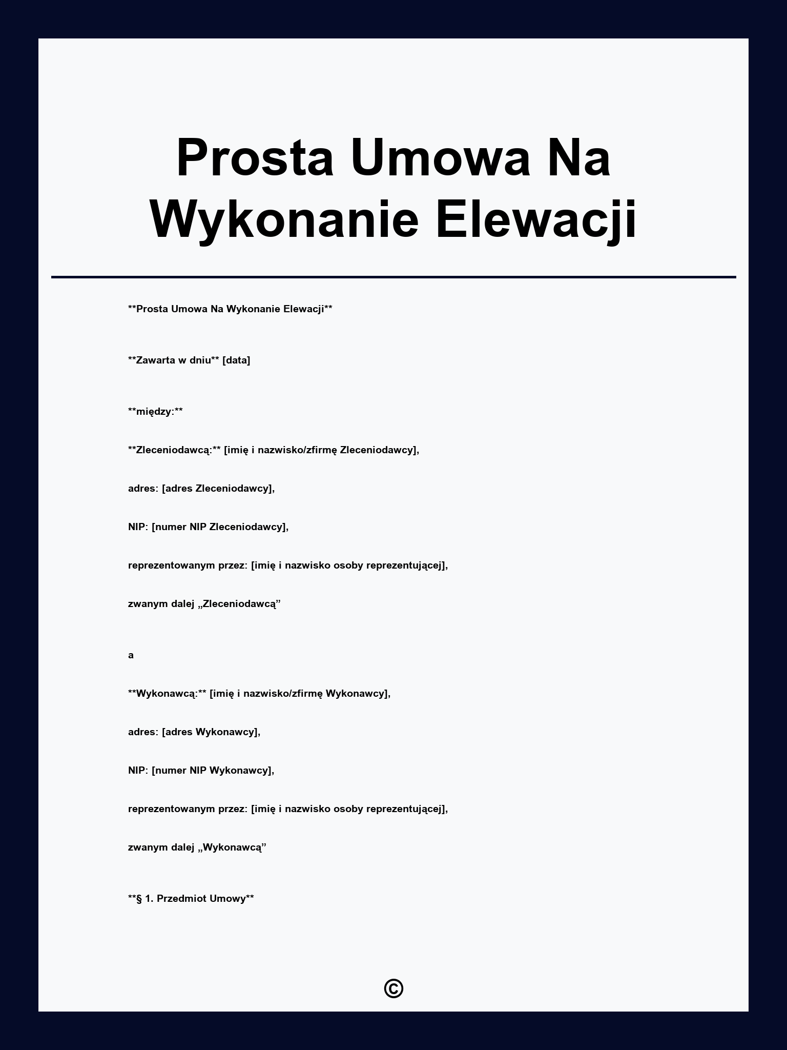 Prosta Umowa Na Wykonanie Elewacji