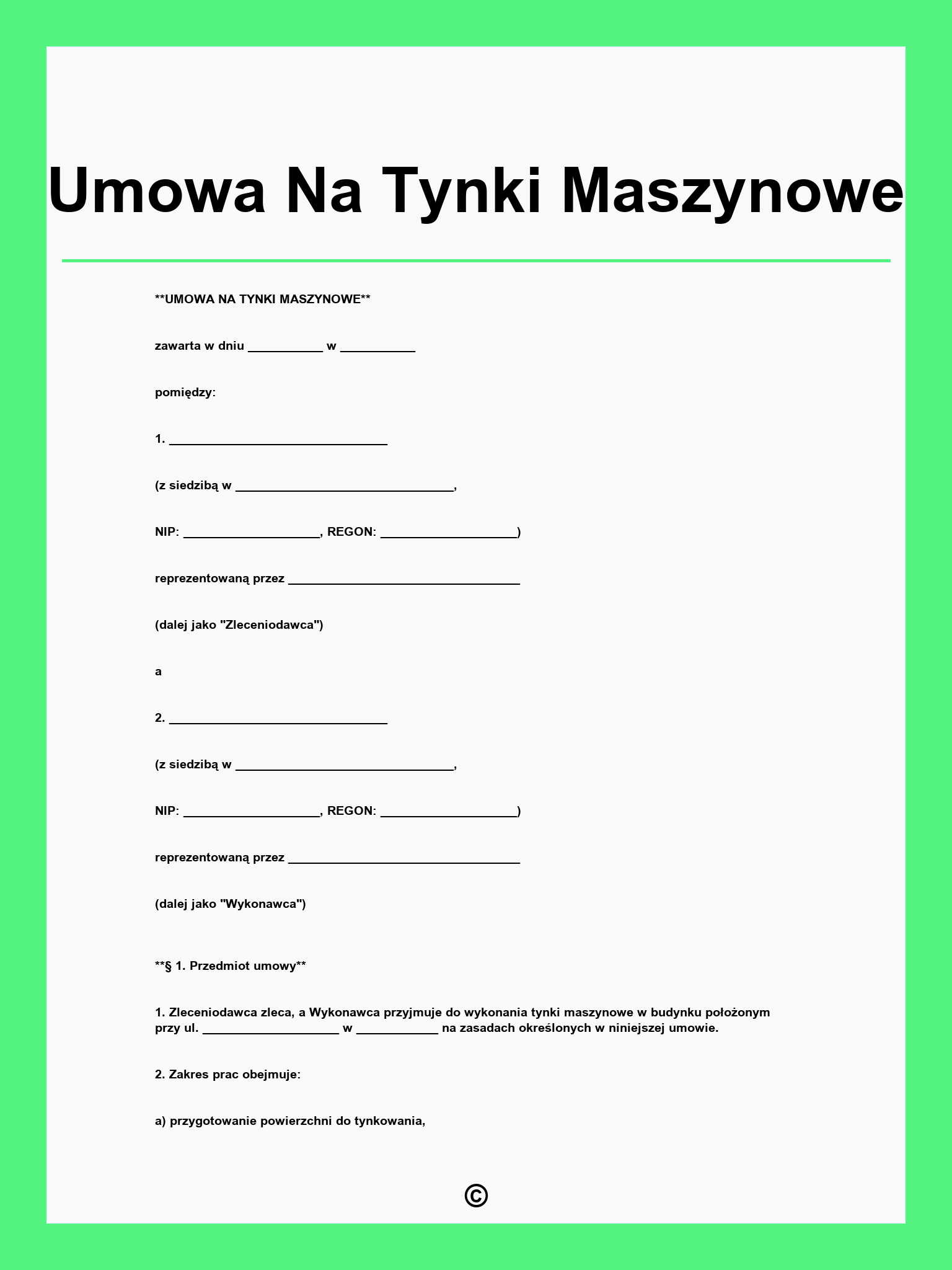 Umowa Na Tynki Maszynowe