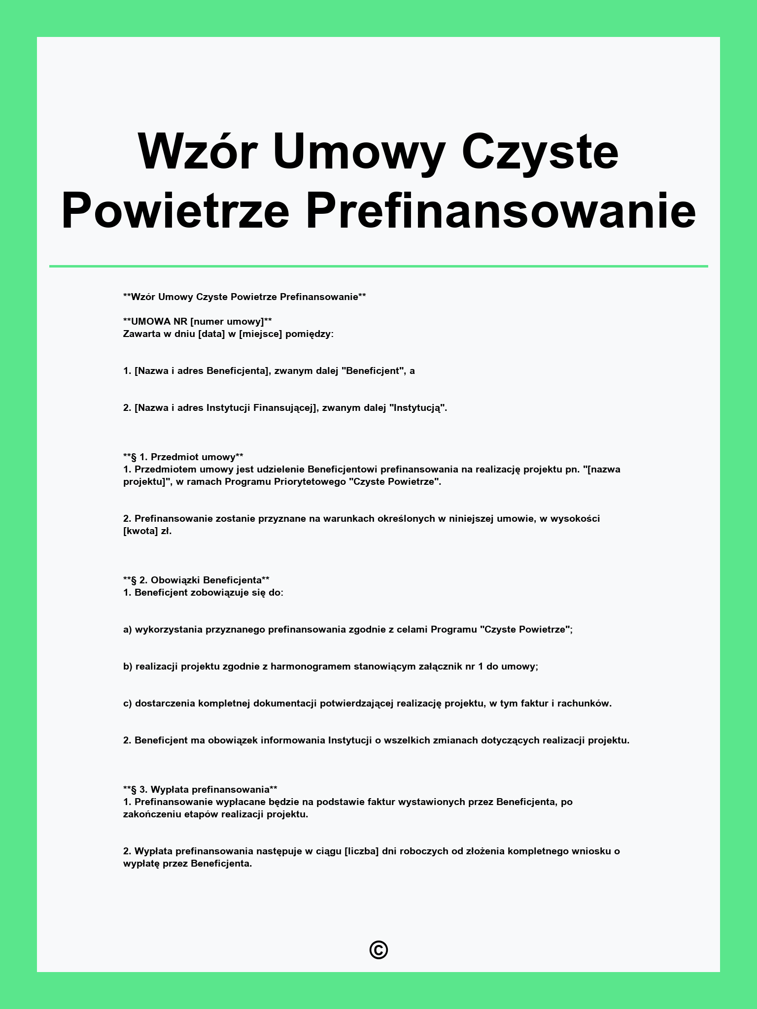 Wzór Umowy Czyste Powietrze Prefinansowanie