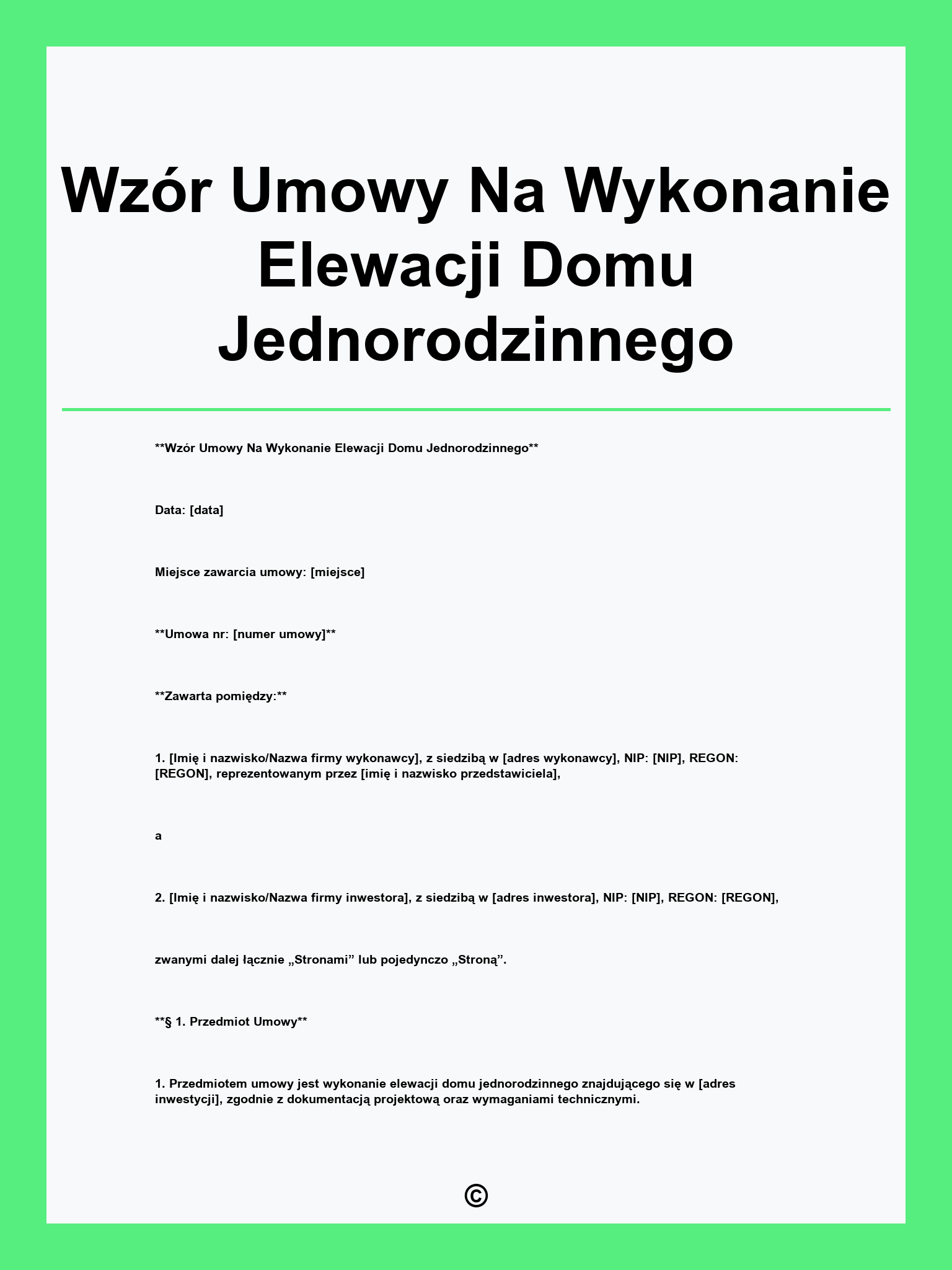 Wzór Umowy Na Wykonanie Elewacji Domu Jednorodzinnego