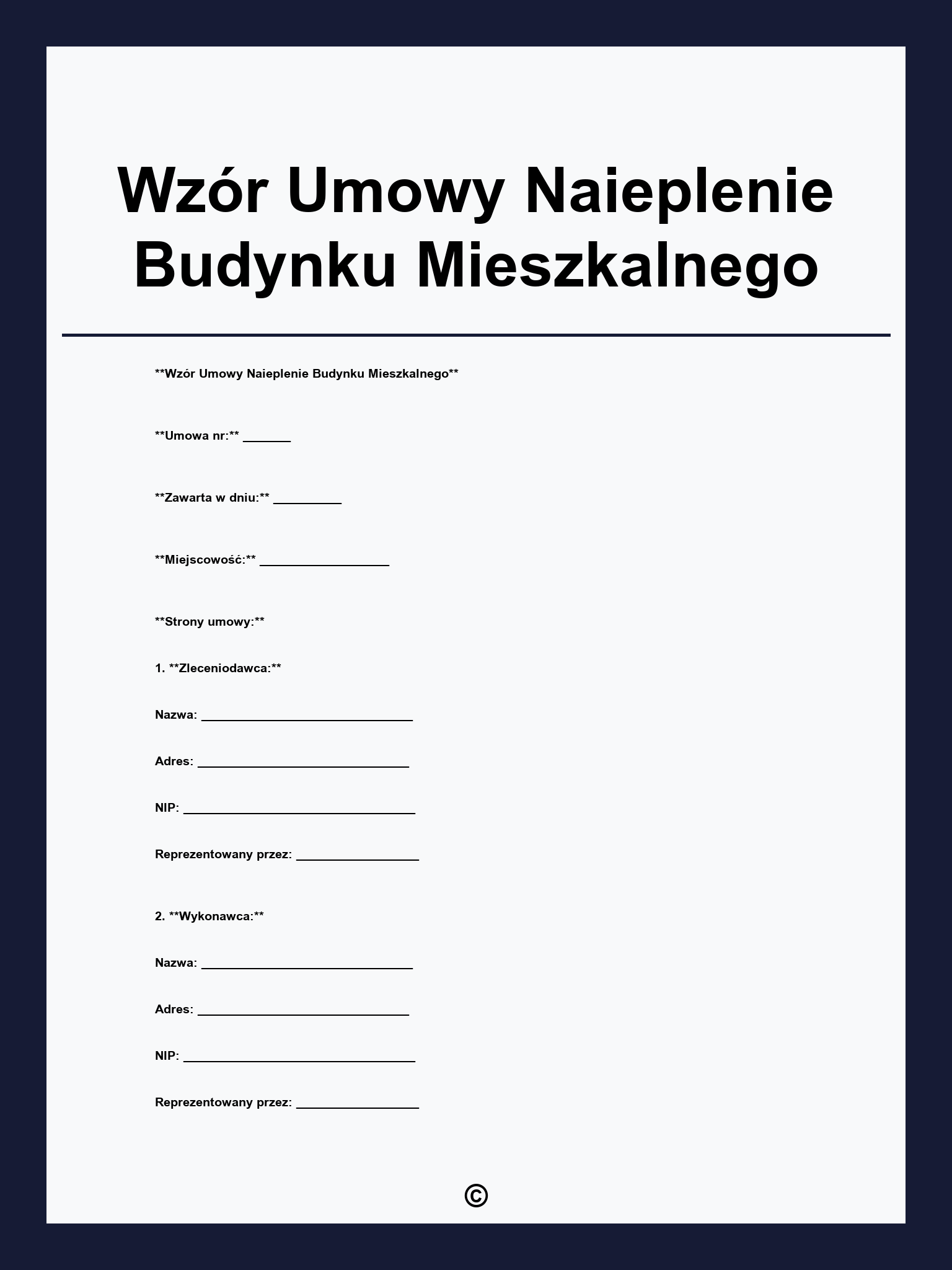 Wzór Umowy Naieplenie Budynku Mieszkalnego