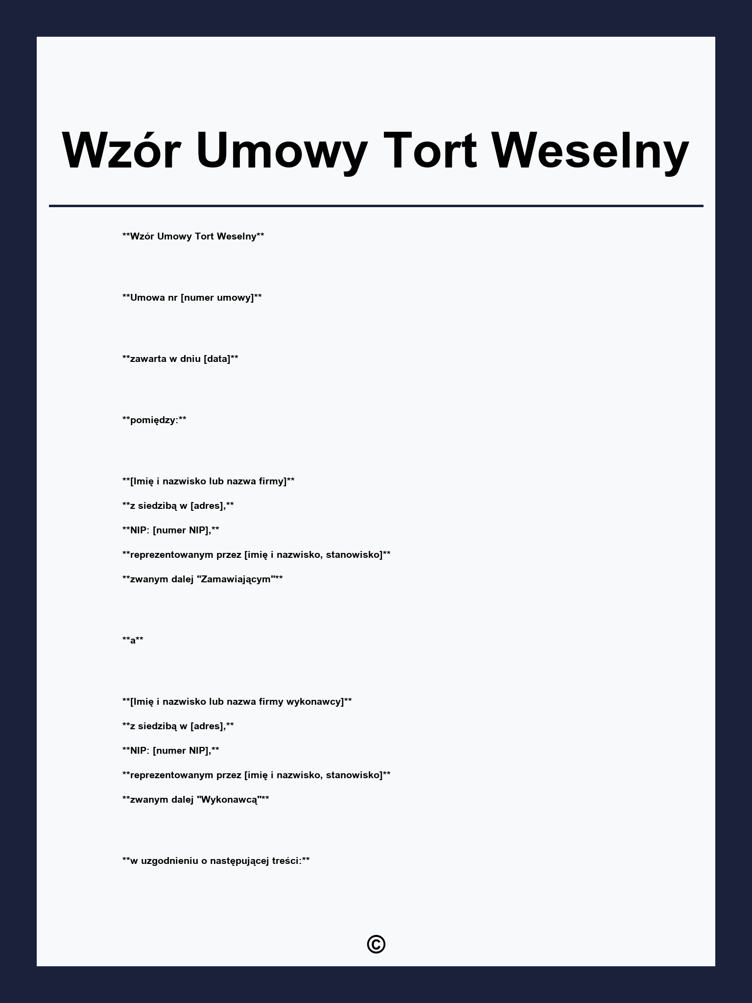 Wzór Umowy Tort Weselny