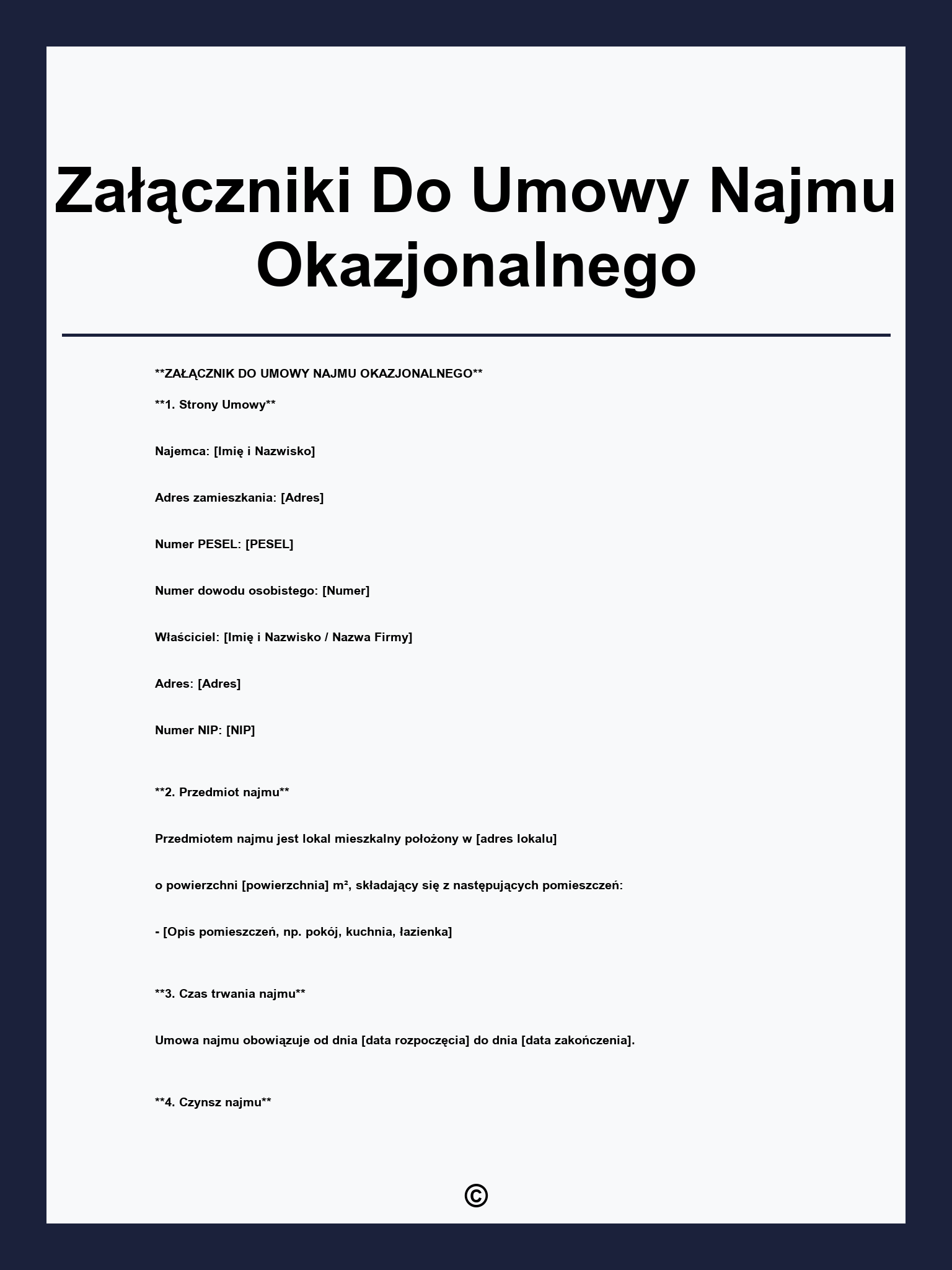 Załączniki Do Umowy Najmu Okazjonalnego
